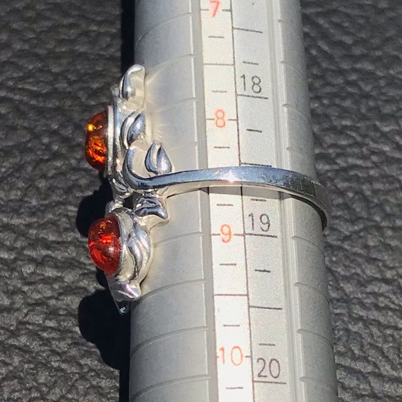 NWOT Real AMBER Oval Cabochon Cut Gemstones STERLING SILVER 925 Ring Size 8-1/2 - Picture 5 of 5